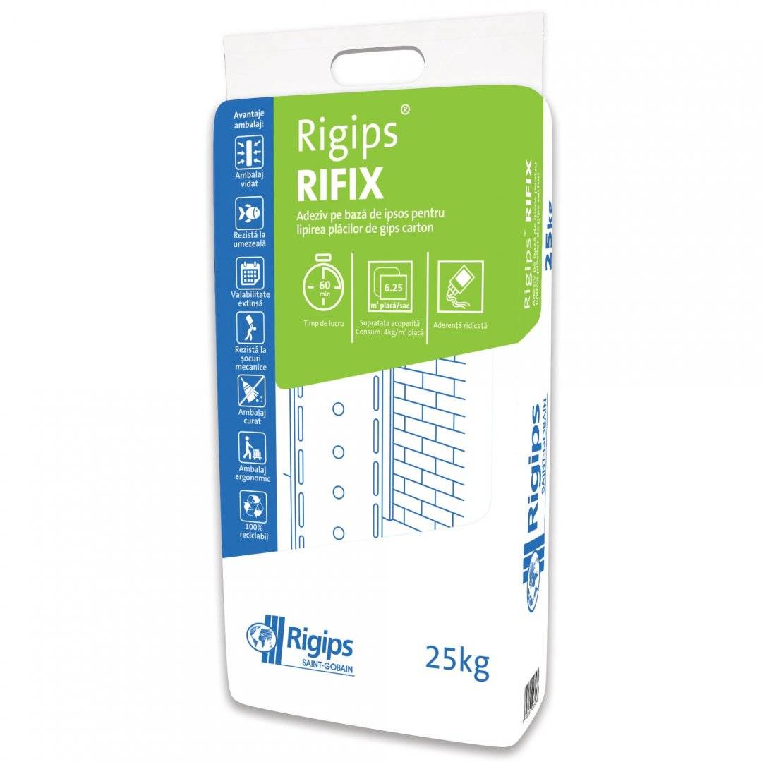 Adeziv gips carton Rigips Rifix, pe baza de ipsos, 25 kg