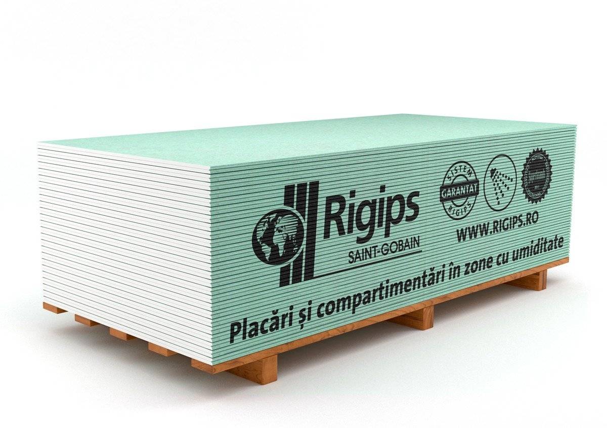 Placa gips carton protectie umiditate Rigips RBI 12.5 x 1200 x 2600 mm